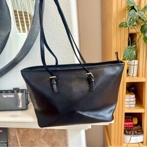 Vintage Made in Italy Black Leather Tote Bag | Vera Pelle